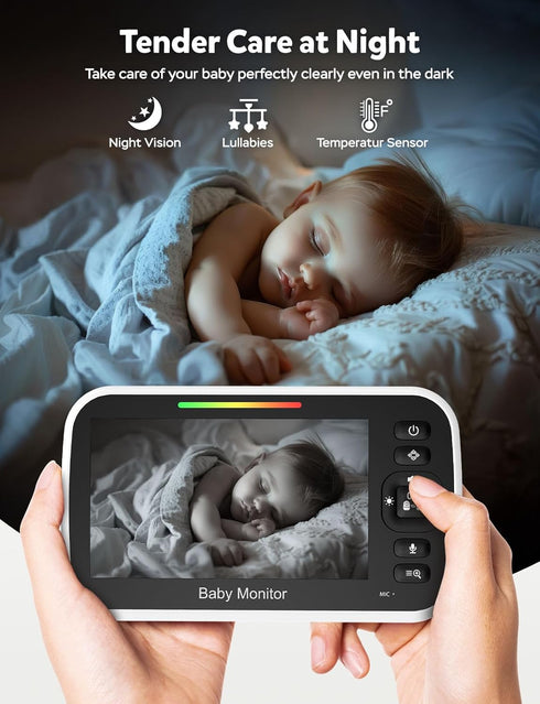 GoodBaby 2-Way 8 30-Hour Life960ft Baby Monitor with Camera and Audio - No WiFi, Remote Pan-Tilt-Zoom, Night Vision