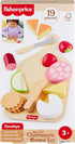Set, 19-Piece Playset 3+ Fisher-Price Wood Pretend Play Toy Charcuterie Board with Wood & Fabric Food for Preschool