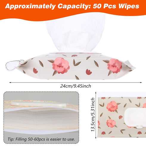 Telooco 3 Pcs Travel Wipes Case, Portable Reusable Wipes Pouch, Waterproof and Dustproof Wipe Holder Travel for Diaper