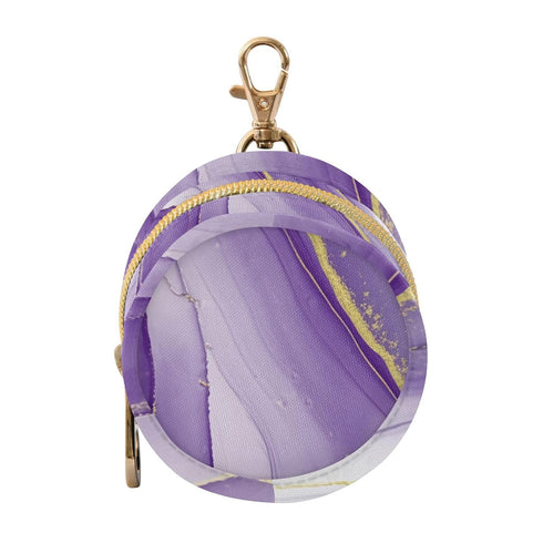 Purple Texture Round Pacifier Storage Case with Zipper, Portable Pacifier Case for