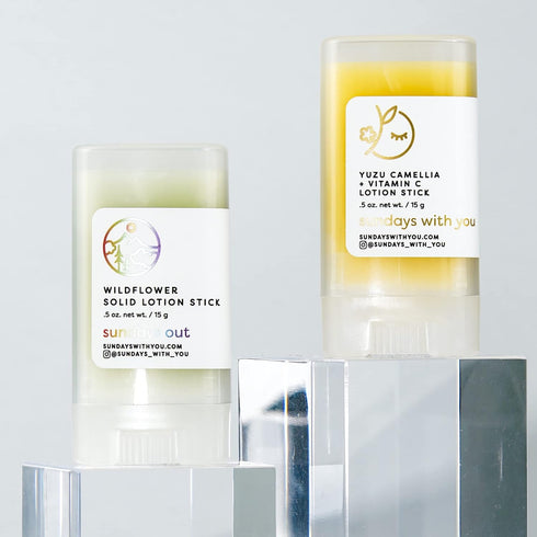 Sundays With You Vitamin C Yuzu Solid Lotion Stick - Camellia Oil Moisturizer - TSA Travel Friendly Lotion