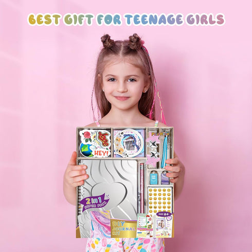 2-Pack 200+Pcs Set 8 9 10 11 12 13 14 PERRYHOME DIY Journal Kit for Girls - Journal for Teen & Tween Girls, Journaling