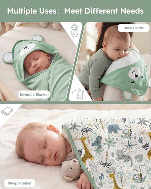100% 32x32Inch, Yoofoss Hooded Baby Towels for Newborn Organic Cotton Baby Bath Towel with Hood for Babies, Infant