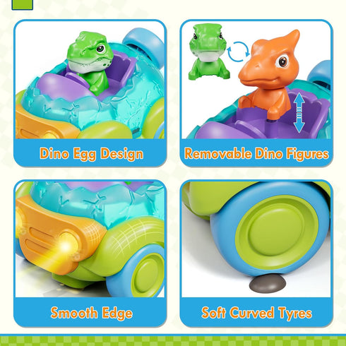 Lehoo Castle Dinosaur Remote Control Car for Toddlers, Rechargeable RC Cars with Lights & Music, Ages 2-4, 2-3 Year Old
