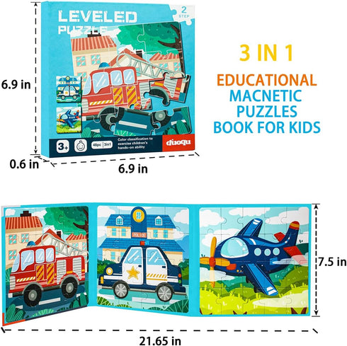 Magnetic Puzzles for Kids Ages 2-4, Travel Puzzle Games for Boys and Girls, Jigsaw Puzzle Book Activities Toy