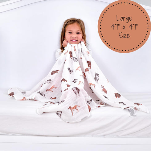 100% 47 47 Inches, LollyBanks Swaddle Blanket, Cotton Muslin Swaddle Blankets, Neutral Swaddle Blanket x Baby Blanket
