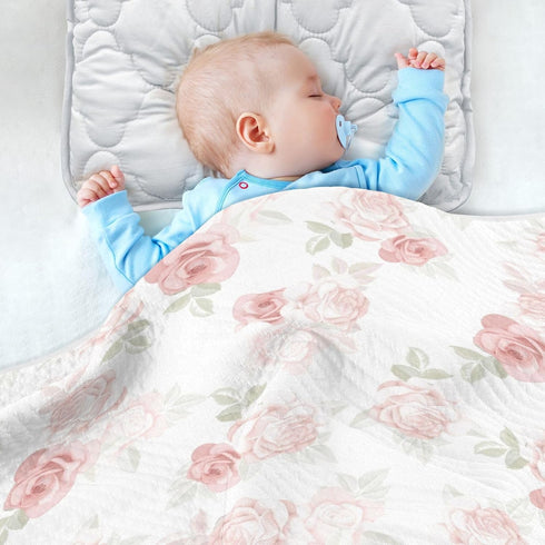 CHUROUSY 30x40 Inch Pink Roses Baby Blanket for Boys Girls Beautiful Flower Leaves Nursery Swaddling Wrap Beauty Floral