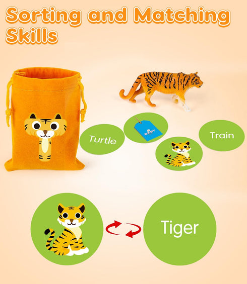 Set 104 26 Alphabet Learning Toys for Toddlers, Word Work Small Group with Phonics Flash Cards and Animal Figurines