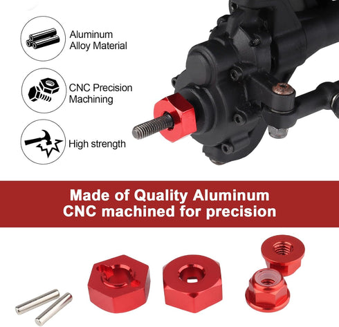 HobbyPark Aluminum 12mm Wheel Hex Nuts & M4 Lock Nuts for 1/10 Scale RC Car Truck Crawler Buggy (8-Pack, Red)