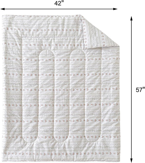 Joyreap 4 Set Set, Piece Cotton Toddler Bedding for Girls, Flower Stripes Boho Design, Soft Breathable Cotton Toddler