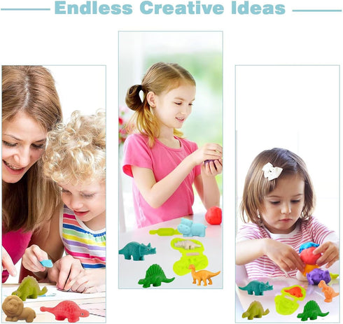 Yiklucg 6 53 Sets 5 3-4-8 Unleash Creativity with Unique Dino Molds and Pcs Play Dough Tools Dough Whit Bright Color