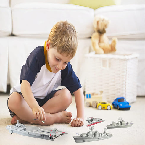 WASK Army Toys for Boys - Military Aircraft Carrier Toys Set with Battleship, Fighter Jets, Cool Toys for Girls
