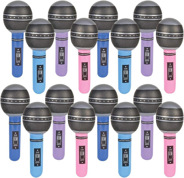 ArtCreativity Inflatable Microphones, 24 Pieces, 11 Inches Durable Blow Up Microphone for Party Props and Fun