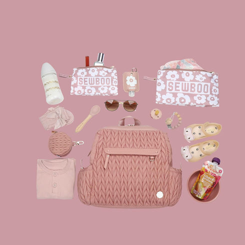 Backpack Backpack, Small Purse,Mini Diaper Bag Personal Item Travel Bag for Vacation with Multiple Straps(Dusty Rose)