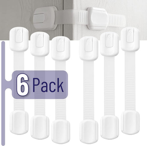 Bates Child Safety Strap Locks, 6 Pack, Child Proof Cabinet Latches for Baby Proofing
