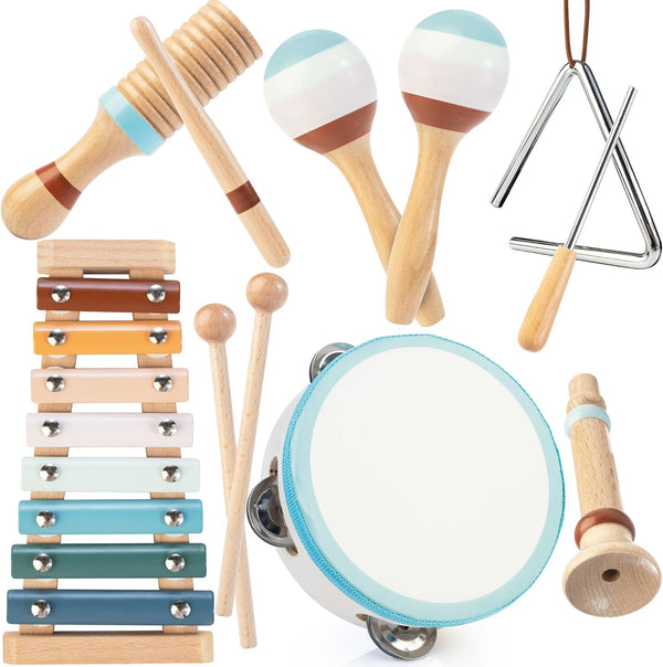 Baby Musical Instruments | Montessori Wooden Toys for Toddlers, Neutral Color Percussion