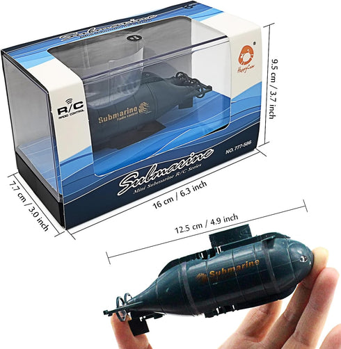 Tipmant Mini RC Nuclear Submarine Toy, Remote Control Electric Dive Fish Water Tank Kids Gifts (Blue)
