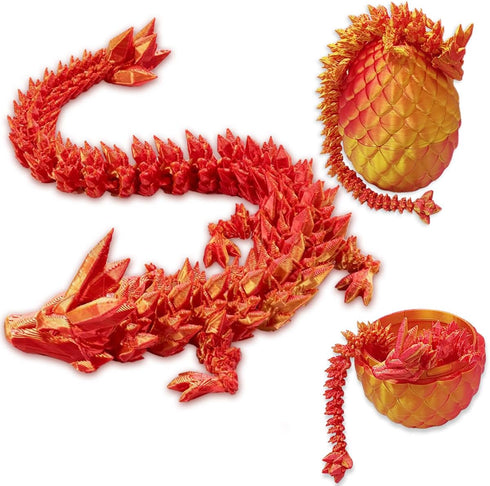 YXOTJHS 2Pcs 3D 8.7 Inch 3D Printed Dragon, Dragon Eggs with Dragon Inside, Dragon Fidget Toy, Crystal Eggs, Printed