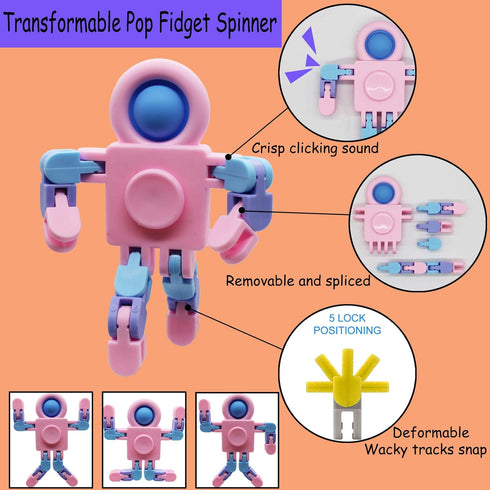 DUOBAOJIA 8 Pack Pop Fidget Spinner, Deformable Fidget Spinners for Kids, Wacky Tracks Fidget Toys, DIY Chain Robot
