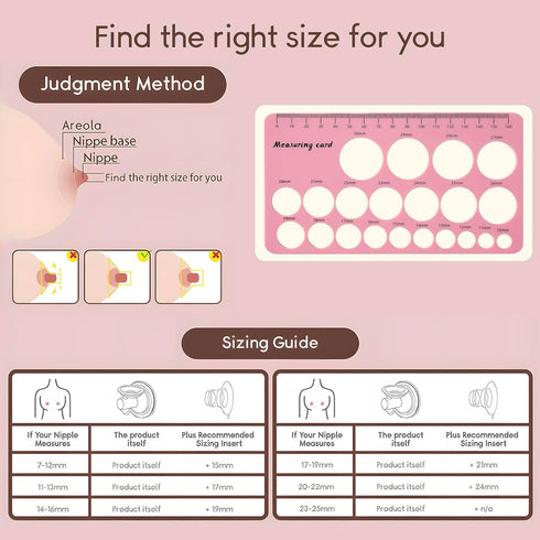 Nipple Rulers, Flange Inserts Sizing Measurement Tool for Breast Pump, Soft Silicone Flange Size Measure, Nipple