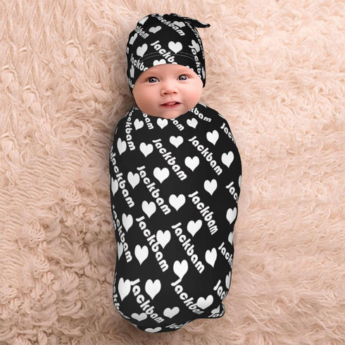 Generic Set Custom Baby Swaddle Blanket with Name, Personalized Nursery Blankets, Customized Infant Gifts, Newborn