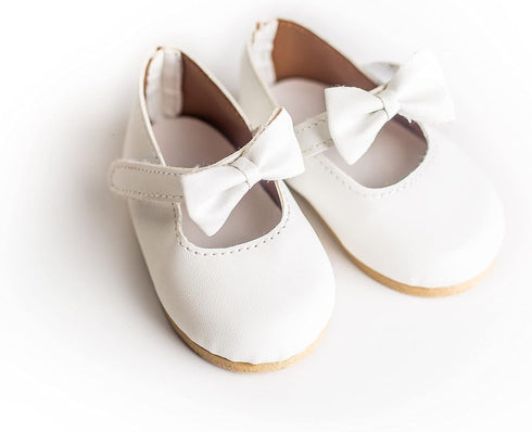 THE QUEEN'S TREASURES 18 Inch Doll Clothing Shoes, White Dress Shoes with Bow & Authentic Shoe Box