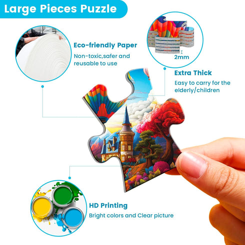 4 Packs Large Piece Puzzle for Seniors - 36 Pieces for Elderly Adults - Alzheimer’s Memory Cognitive Games