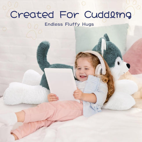 Giant 30" Husky Stuffed Animal | Large Plush Dog Toy | Cuddly Big Husky Puppy Pillow Gift for Kids