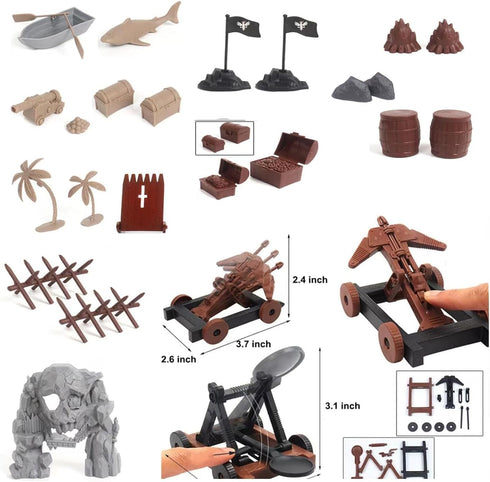 Medieval Castle Knight Military Soldiers Set, Army Men Action Figures Toy Soldiers DIY Castle Building Set with Pirate