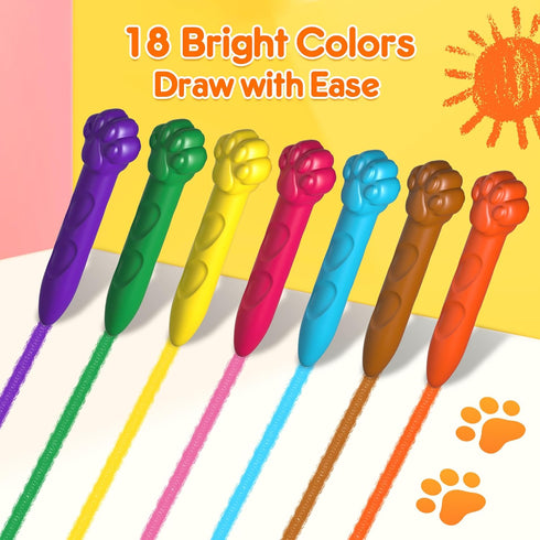 18 1-3, Set 4-8, Mocoosy Colors Jumbo Crayons for Toddlers Mess-Free Washable Crayon with Coloring Book for Kids Ages