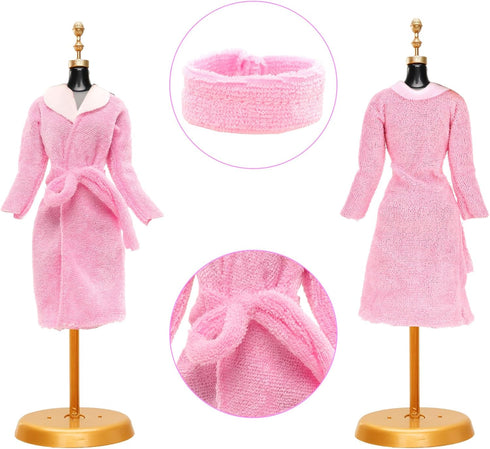 23 6 Sets 3 8 11.5 inch Pcs Doll Clothes and Accessories Including Bathrobes Pajamas, Towels, Headband, Slippers