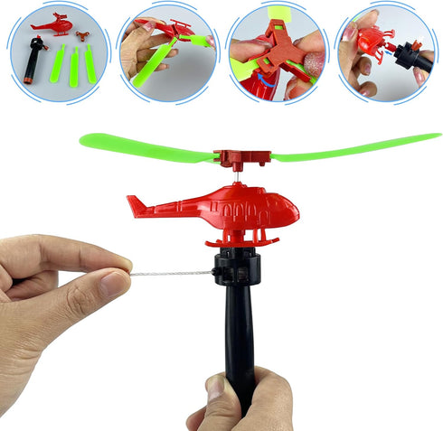 XIPEGPA 20PCS Colorful Helicopter Airplane Flying Helicopter with Airplane Launcher for Party Favors Birthdays