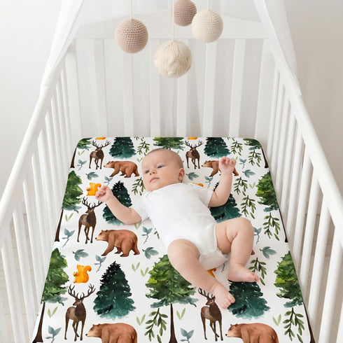 Set 4, 52 28 Inch Fitted Baby Crib Sheets of Unisex Crib Sheets for Boys Girls, Soft Neutral Crib Mattress Sheet