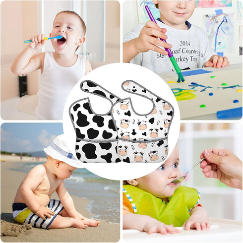 Bibs Cute Baby Stuff - 2 Packs for 6-24 Months, Waterproof Washable Fabric