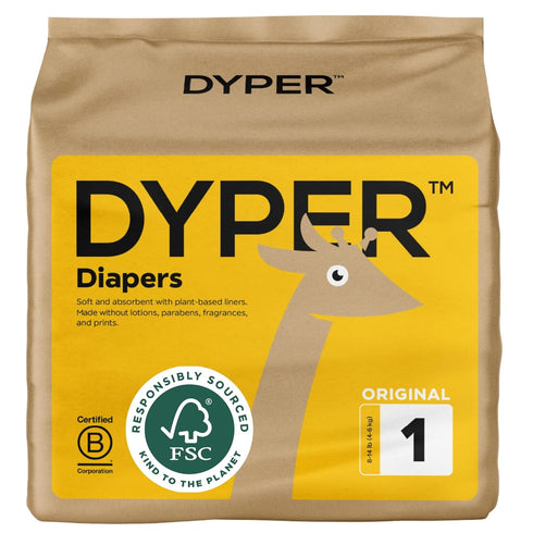 DYPER Viscose from Bamboo Baby Diapers Size 1, Cloth Alternative, Day & Overnight, Hypoallergenic