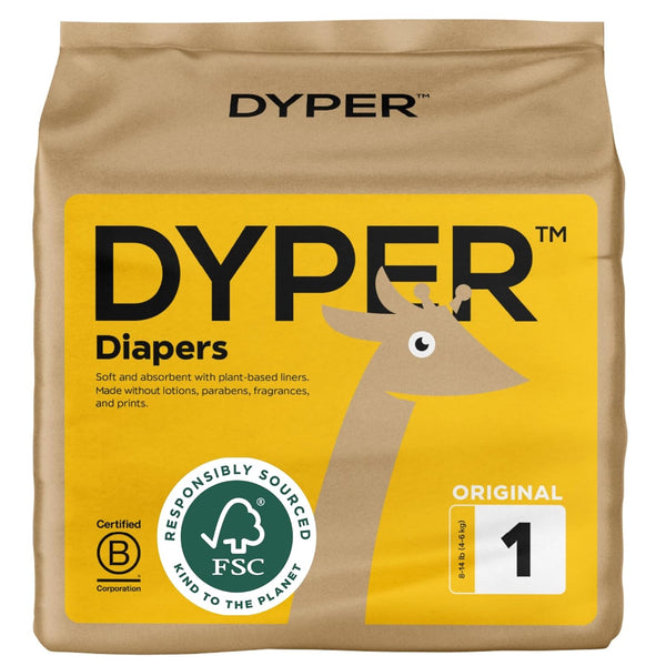 DYPER Viscose from Bamboo Baby Diapers Size 1, Cloth Alternative, Day & Overnight, Hypoallergenic