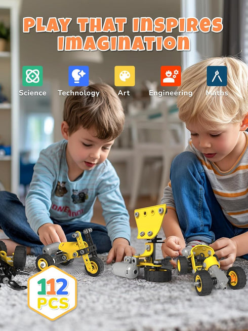 STEM Toys for 5-8 Year Old Boys, 10 in 1 Electric Building Toys, Educational Construction Science Kit