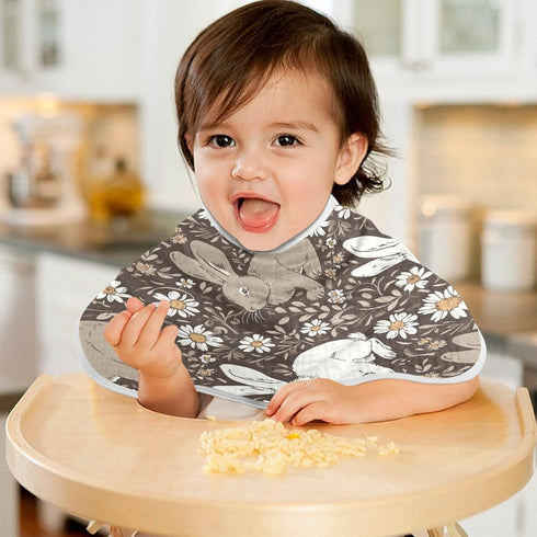 Bulletgxll Set 4, White and Brown Rabbits Unisex Baby Burp Cloths of Soft Absorbent Organic Cotton Muslin Burping