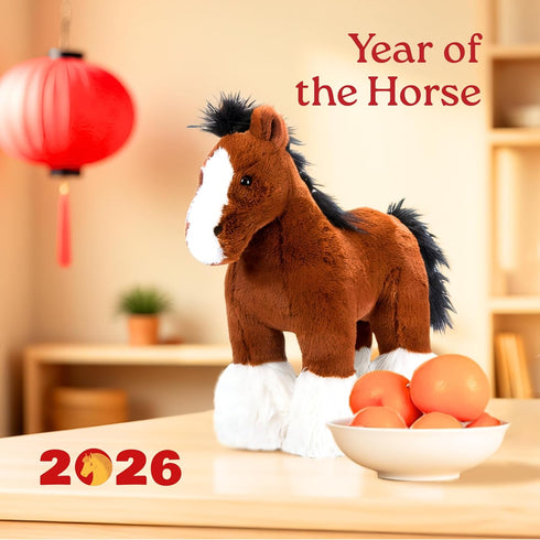 12 inches The Petting Zoo Standing Clydesdale Horse Stuffed Animal Plushie, Gifts for Kids, Wild Onez Barnyard Animals