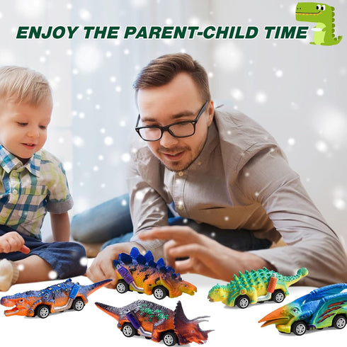 Mchochy 6 Pack Painting Dinosaur Pull Back Car Toys - DIY Kits for Kids Age 3-12, Christmas Party Favors