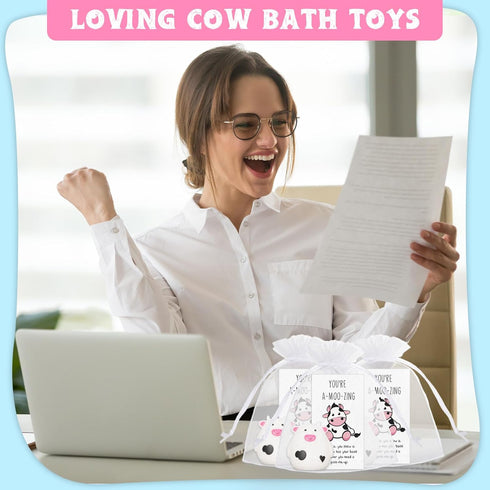 30 Sets Cholemy Employee Appreciation Gift Include Cow Bath Toy Inspirational You're A-moo-zing Card Bag End of The