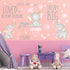 Outus 7 Pcs Dream Big Little One Elephant Nursery Wall Stickers Wall Decor Baby Room Moon Hot Air Balloon Pink Grey