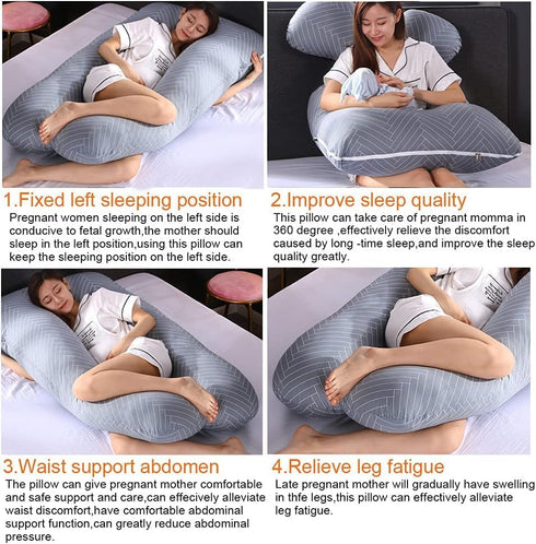 ele ELEOPTION Full Body U Shaped Pregnancy Maternity Pillow for Side Sleeping Cotton Pillow Comfortable Sleeping