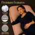 100% U-Shaped Pregnancy Pillow Cotton Cover, Full Body Maternity Support for Belly, Back and Legs Bonus Eye Mask