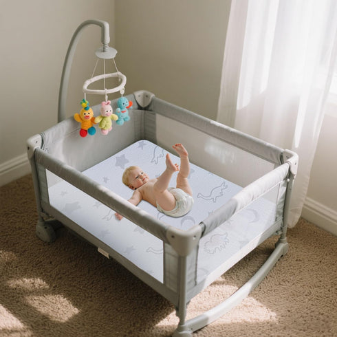 Pack 38"x26", Pack and Play Mattress Double-Layer n Play Mattresses Crib Mattress with Breathable Soft Removable