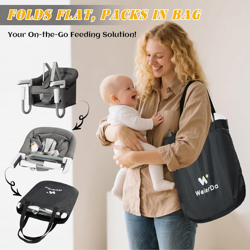 WeierDa 6-36 Hook On High Chair Portable & Foldable for Babies Months Attach to Fast Table Clip On High Chair