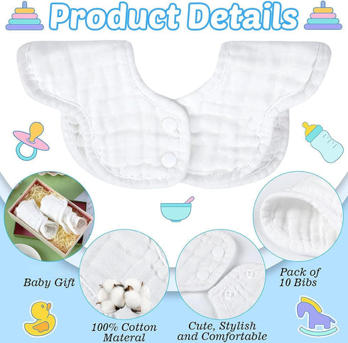Geyoga 10 360 Pcs Baby Bibs Rotate Baby Bandana Muslin Drool Bibs Petal Bibs Burp Gauze Cloths Absorbent Bib