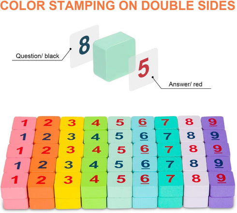 Wooden Sudoku Puzzles Board Game with Drawer, Colorful Math Brain Teaser Educational Desktop Game