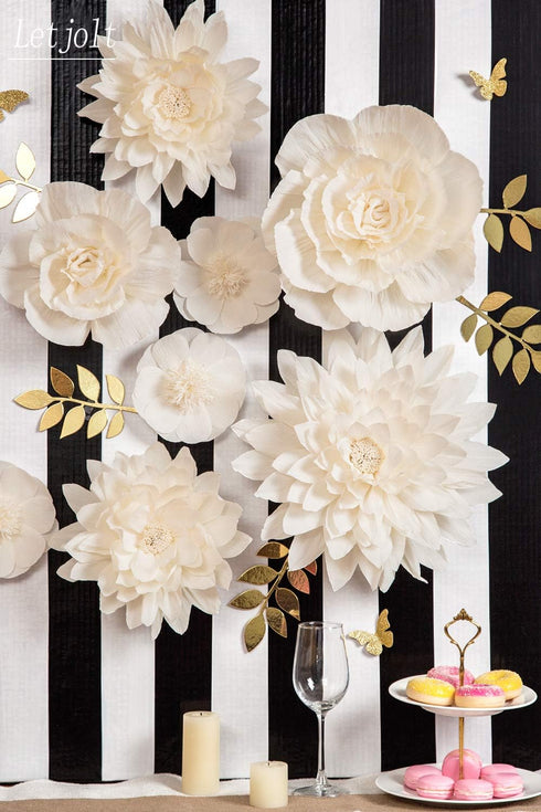Paper Leaves Set Decor, Golden Decorations for Family Tree Photo Wall Crafts, 16pcs Glitter Butterfly Baby Shower