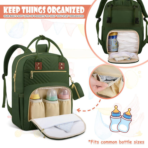 Backpack, Backpack Tenot Baby Diaper Bag Travel Diaper Bags for Girl Boy Large Capacity Baby Bag for Women Army Green